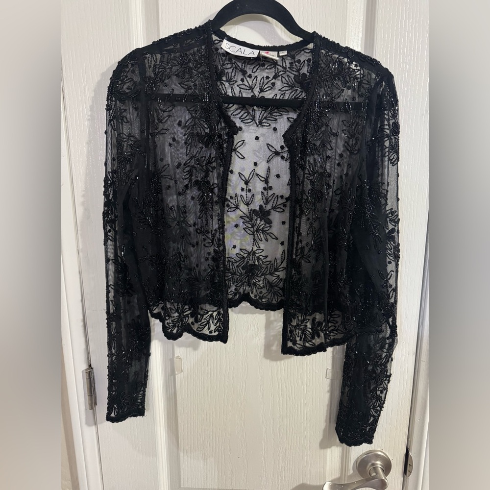Scala  VTG embroidered Black Lace Overlay
